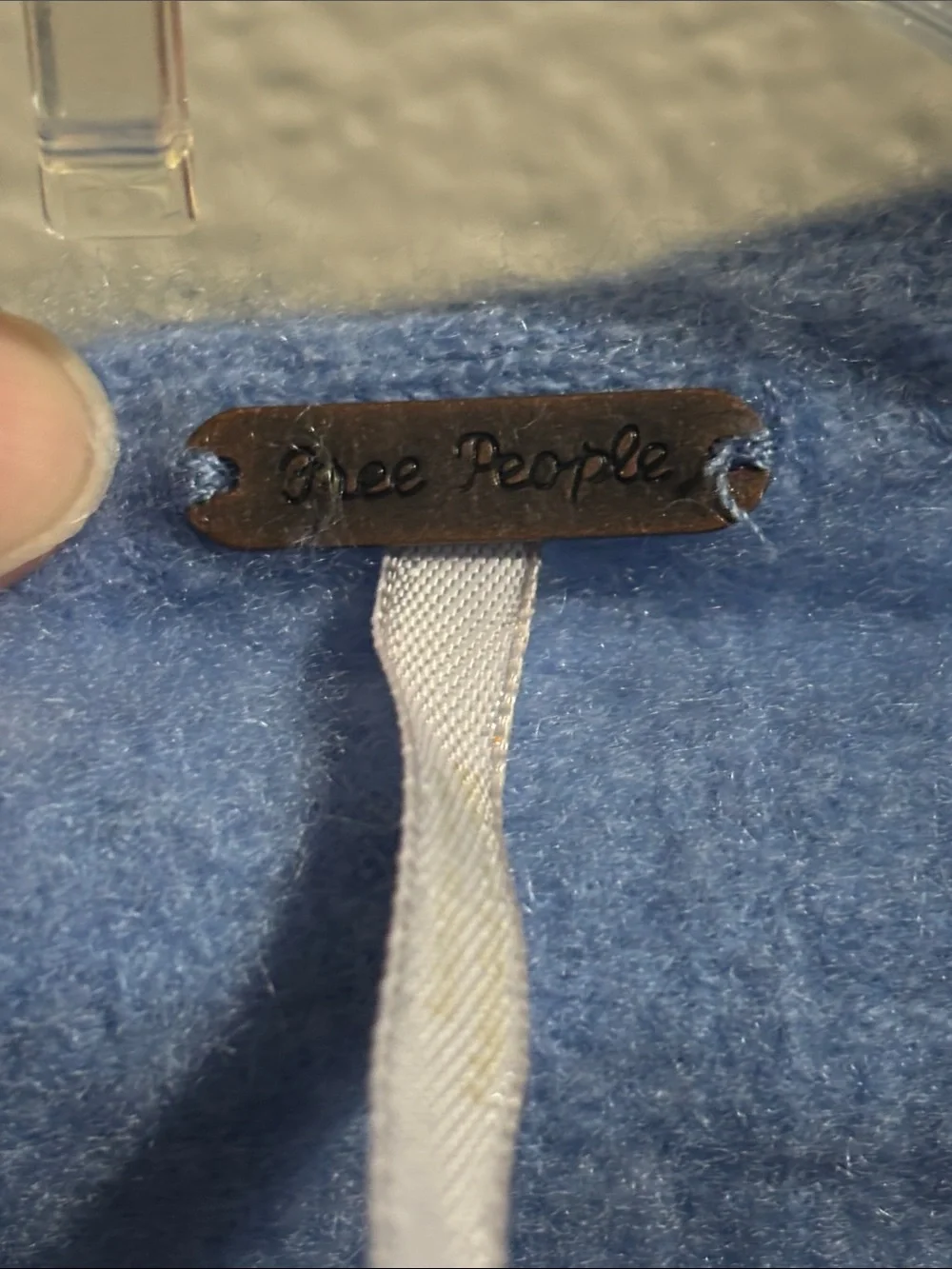 Free People Powder Blue Fuzzy Knit Blouse S